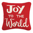 Joy to the World Wool Needlepoint Christmas Throw Pillow, 12x12 inch, front view