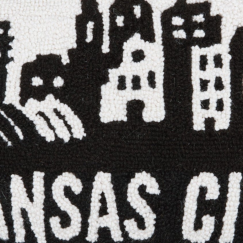 Kansas City Hooked Wool Throw Pillow, close-up detail