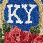 Kentucky Horseshoe & Rose Hooked Wool Throw Pillow, close-up detail