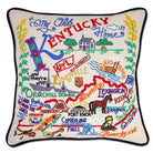Kentucky State Bluegrass hand-embroidered throw pillow showcasing iconic landmarks