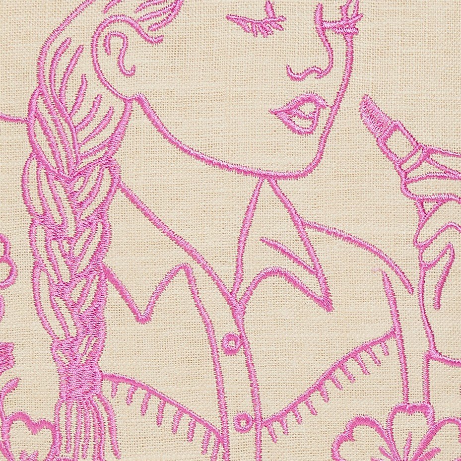 Lady Embroidered Throw Pillow, close-up detail