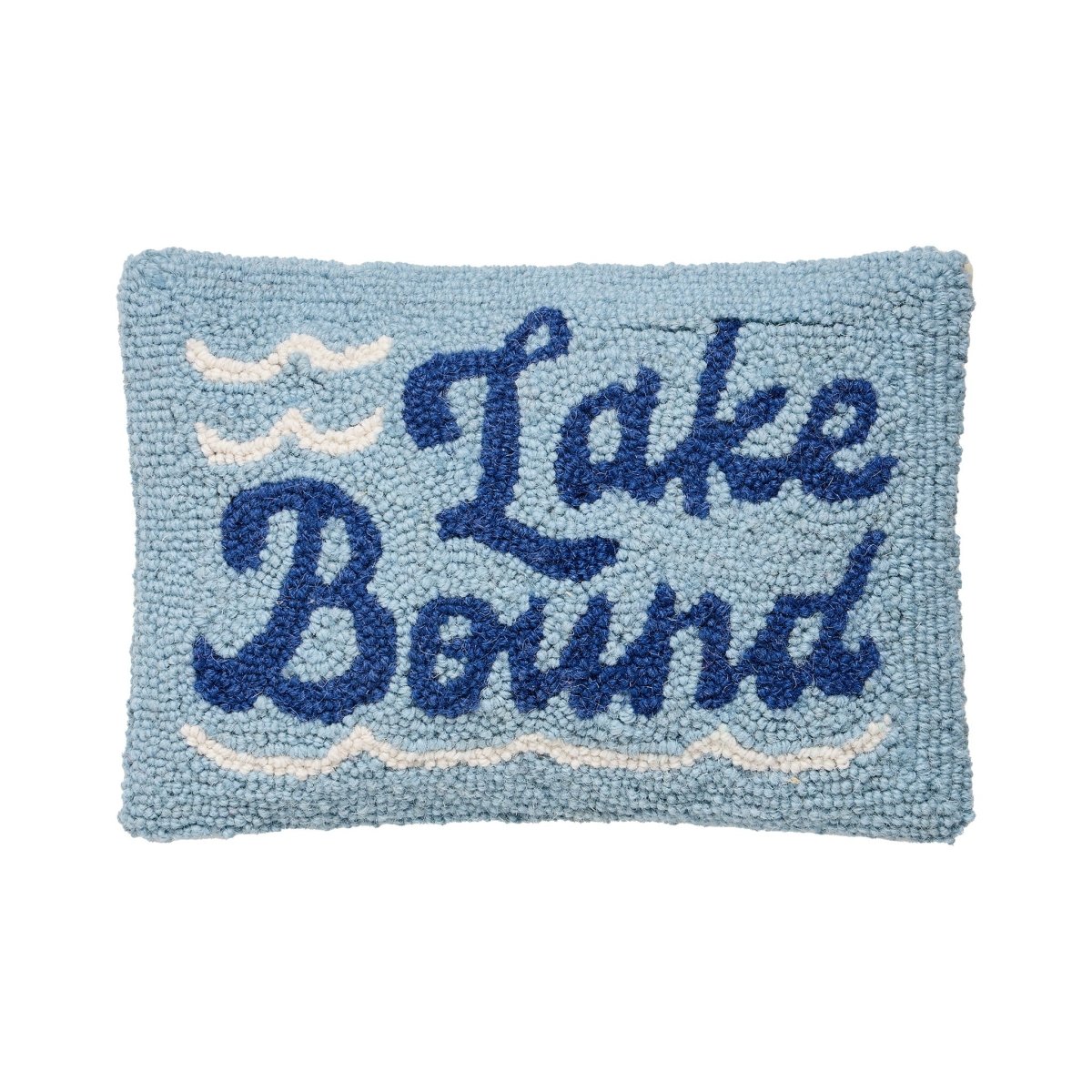 Lake Bound Hooked Wool Throw Pillow, 8x12 inch, front view