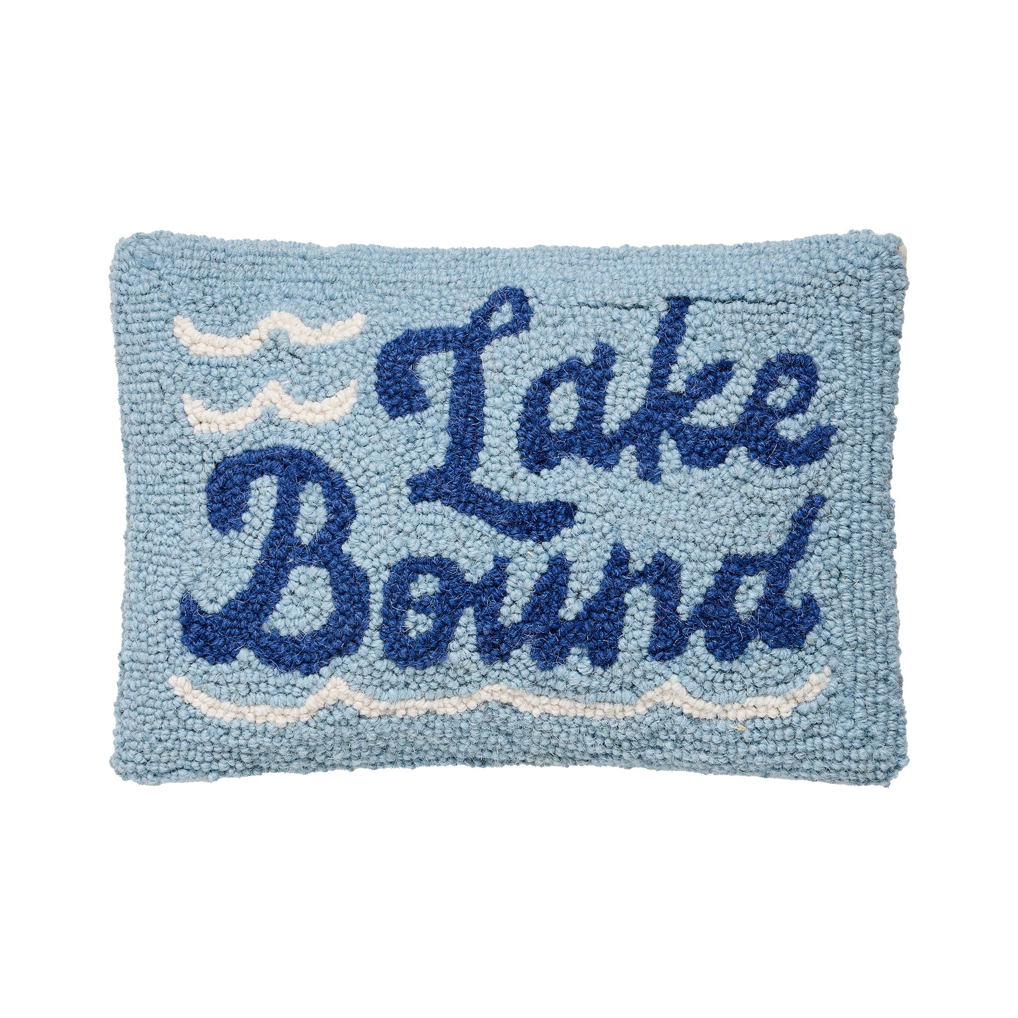 Lake Bound Hooked Wool Throw Pillow, 8x12 inch, front view
