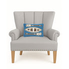 Canoe & Paddles Lake House Wool Hooked Throw Pillow, styled lifestyle view
