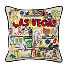 Las Vegas hand-embroidered throw pillow showcasing iconic landmarks