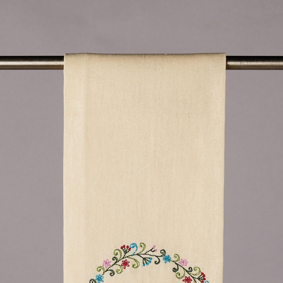 Leave by 9 with Pom Poms Kitchen Towel, close-up detail