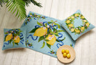 Lemons Hooked Wool Throw Pillow shown alongside other designs in the same collection, 16x16 inch
