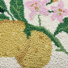 Lemons on a Branch Hooked Wool Throw Pillow, close-up detail