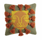 Leo with Tassels Hooked Wool Throw Pillow, 16x16 inch, front view