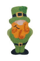 Leprechaun Shamrock Hooked Wool St. Patrick's Day Throw Pillow, 9x16 inch, front view