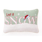 Let It Snow Wool Needlepoint Christmas Throw Pillow, 8x12 inch, front view