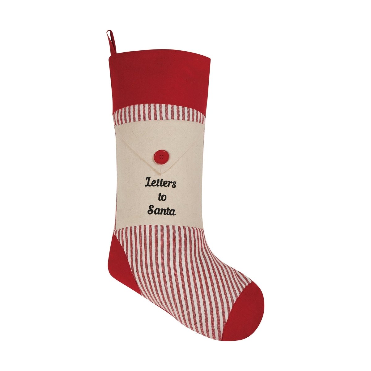Letters to Santa Embroidered Christmas Stocking, 8x20 inch, front view
