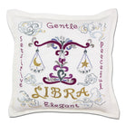 Libra Astrology Zodiac hand-embroidered throw pillow showcasing iconic landmarks