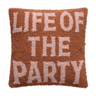 Life of the Party Hooked Wool Throw Pillow, 12x12 inch, front view