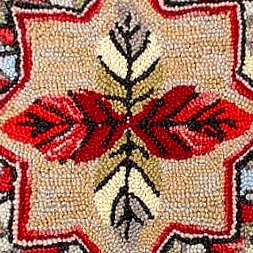 Light Woodlands Autumn Seasonal Fall Wool Hooked pillow fabric closeup showing hand-embroidered needlepoint wool texture and color detail