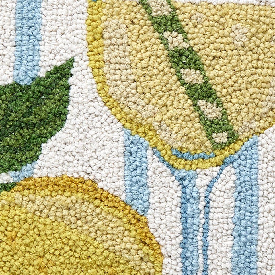 Limoncello Spritz Hooked Wool Throw Pillow, close-up detail