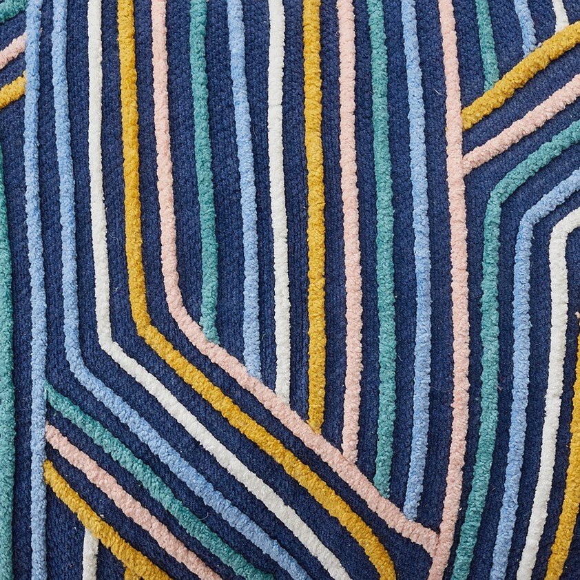 Linework Embroidered Throw Pillow, close-up detail