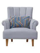 Linework Embroidered Throw Pillow on an armchair, showing the throw pillow at room scale, 14x20 inch