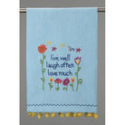 Live Well Laugh Embroidered Kitchen Towel, 15x22 inch, front view