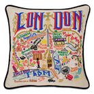 London Bridge Historic City hand-embroidered throw pillow showcasing iconic landmarks