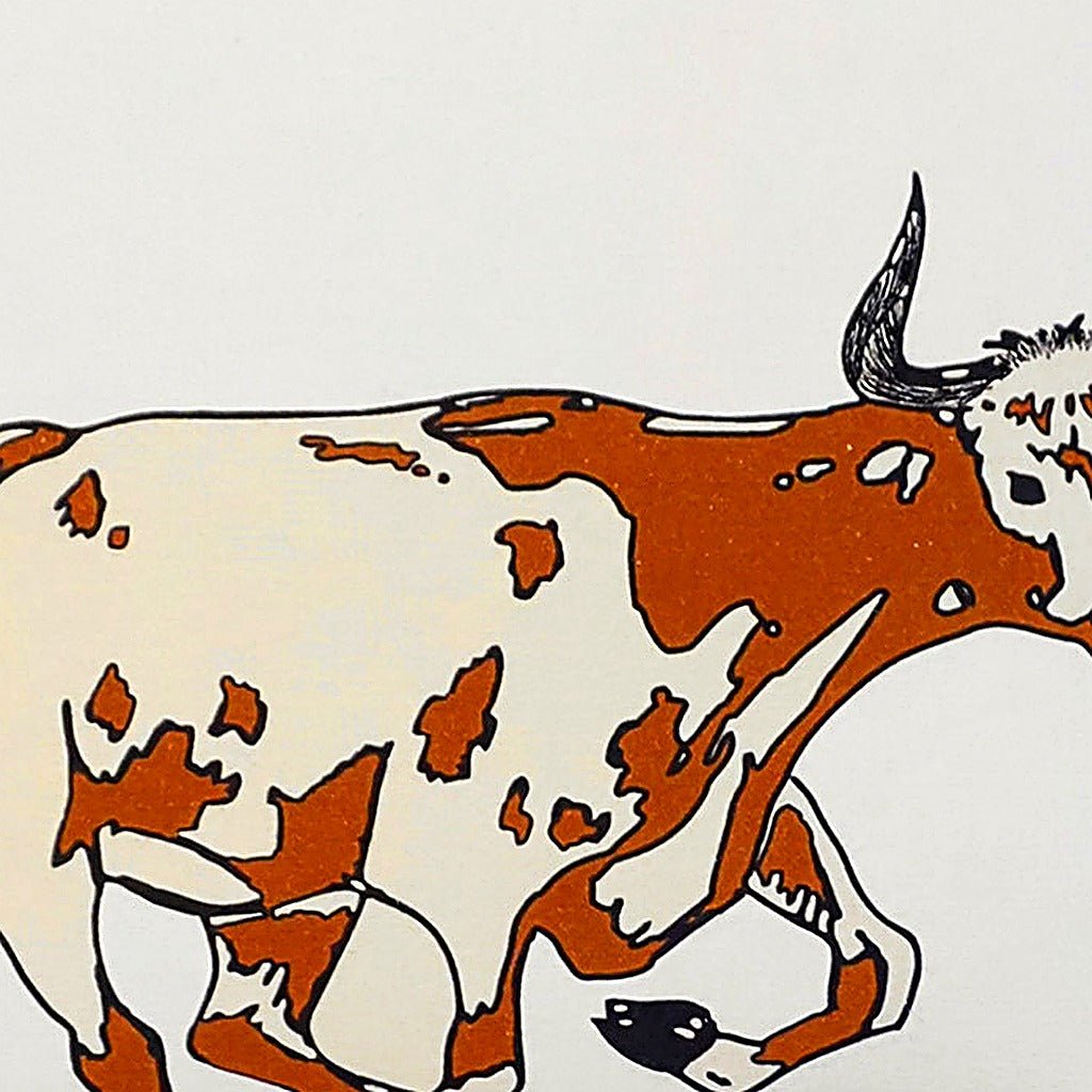 Closeup of Longhorn Cow Rustic Lodge needlepoint throw pillow highlighting hand-stitched wool craftsmanship and fabric detail