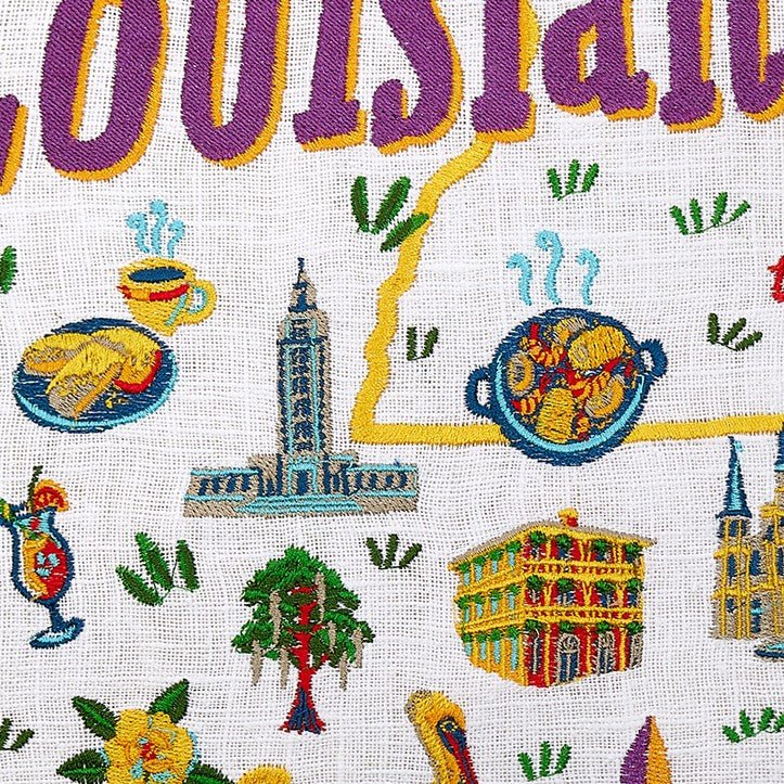 Louisiana Embroidered Throw Pillow, close-up detail
