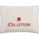 Love Letter with Button Embroidered Valentine Throw Pillow, close-up detail