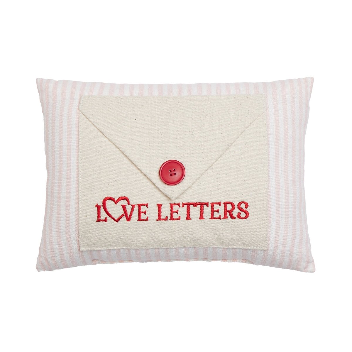 Love Letter with Button Embroidered Valentine Throw Pillow, 8x12 inch, front view