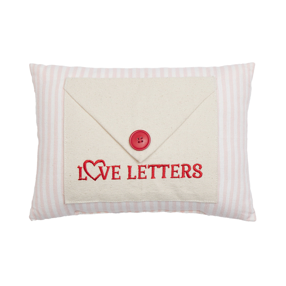 Love Letter with Button Embroidered Valentine Throw Pillow, 8x12 inch, front view