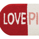 Love Pill Shaped Hooked Wool Throw Pillow, close-up detail