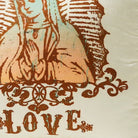 Closeup of Love Printed Throw Pillow showing print and fabric detail