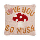 Love You So Much Hooked Wool Throw Pillow, 10x10 inch, front view