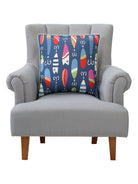 Lures Printed Throw Pillow on an armchair, showing the throw pillow at room scale, 20x20 inch
