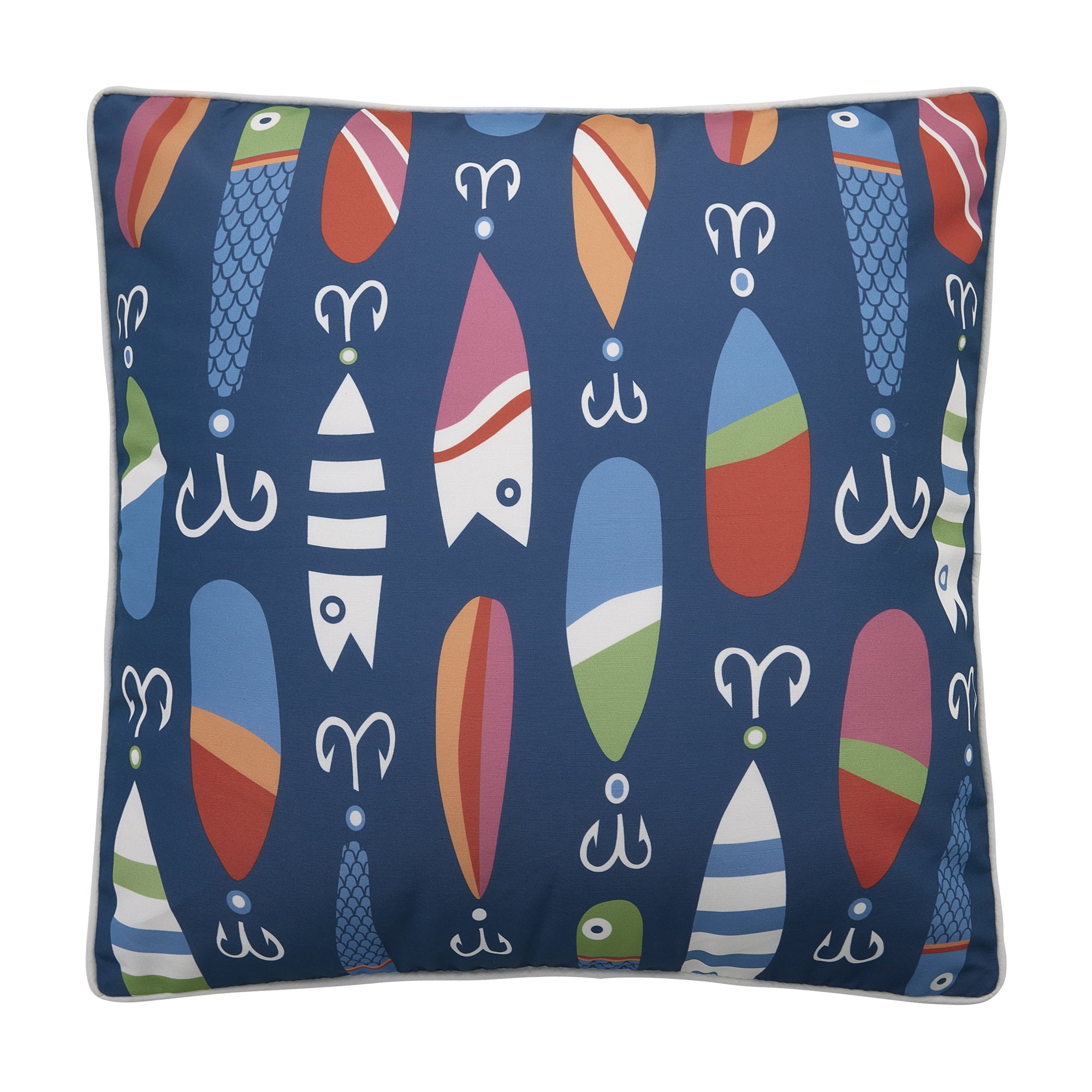 Lures Printed Throw Pillow, 20x20 inch, front view