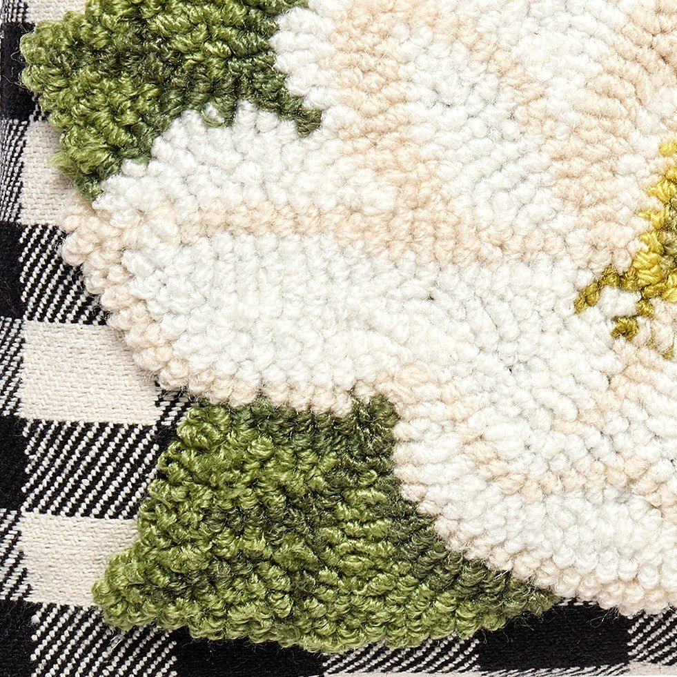 Magnolia Tufted Poly Hooked Throw Pillow, close-up detail
