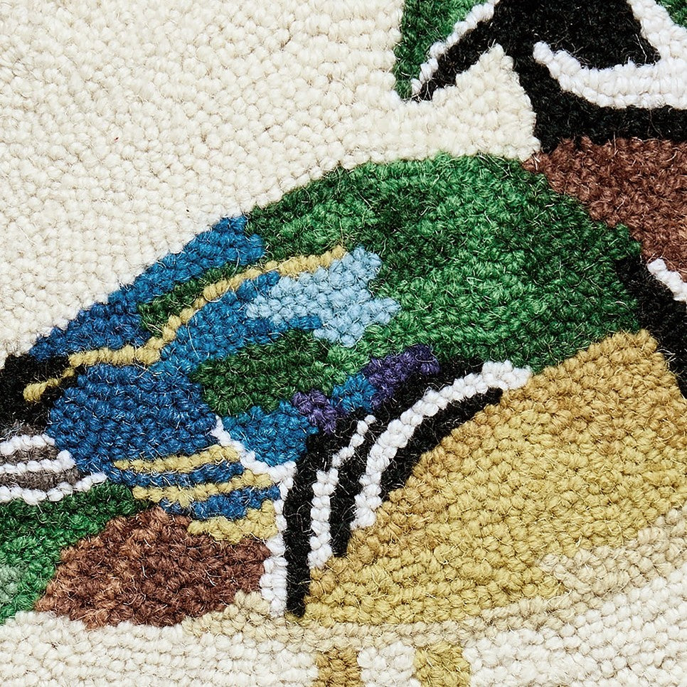 Mallard Hooked Wool Throw Pillow, close-up detail