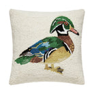 Mallard Hooked Wool Throw Pillow, 16x16 inch, front view