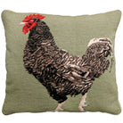 Maran Chicken Black White needlepoint throw pillow with artisan decorative design