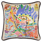 Marin County Nature hand-embroidered throw pillow showcasing iconic landmarks
