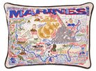 Marines Appreciation hand-embroidered throw pillow with rustic lodge-style design