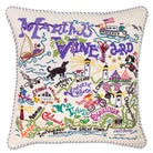 Martha's Vineyard hand-embroidered throw pillow with nautical coastal motifs