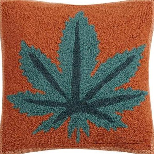 Mary Jane Hooked Wool Throw Pillow, close-up detail