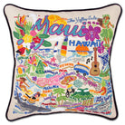 Maui Island Paradise hand-embroidered throw pillow with rustic lodge-style design