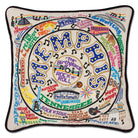 Memphis, TN Blues City hand-embroidered throw pillow with rustic lodge-style design