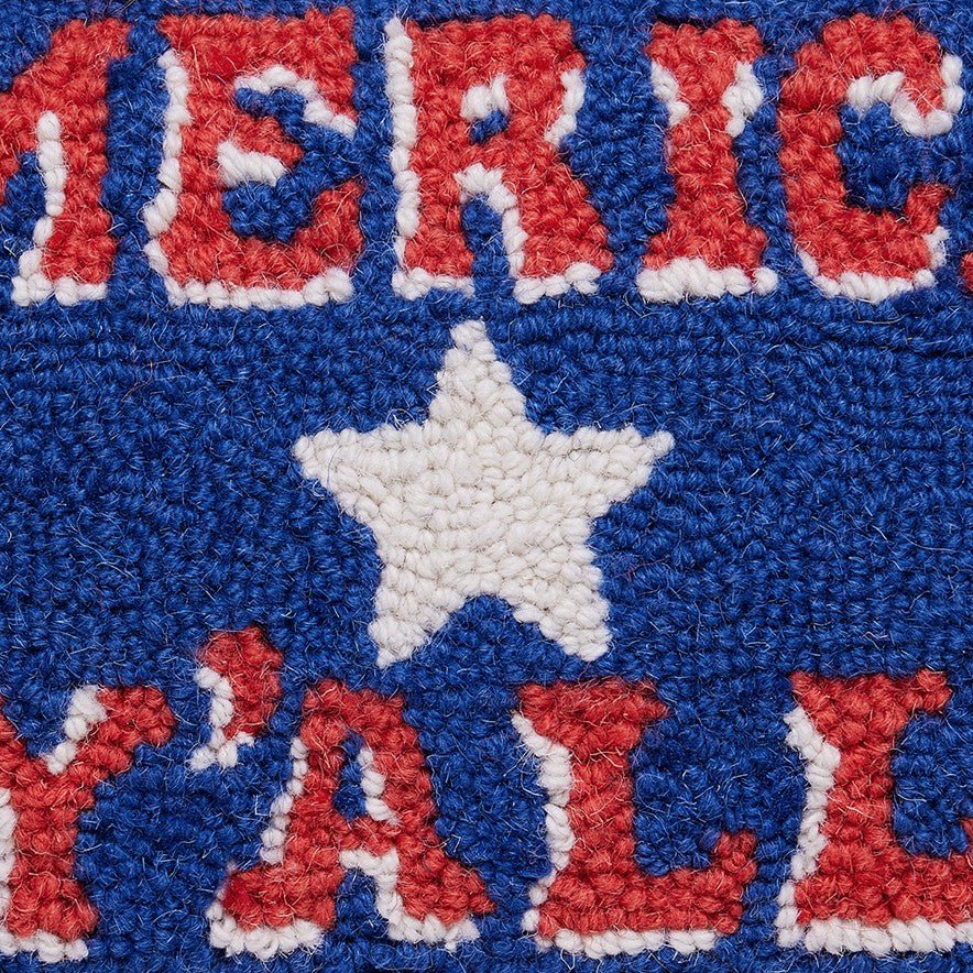 Merica Y'all Hooked Wool Throw Pillow, close-up detail