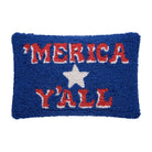 Merica Y'all Hooked Wool Throw Pillow, 8x12 inch, front view