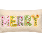 Merry Applique Embroidered Christmas Throw Pillow, close-up detail