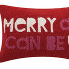 Merry as Can Be Hooked Wool Christmas Throw Pillow, close-up detail