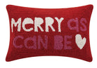 Merry as Can Be Hooked Wool Christmas Throw Pillow, 12x18 inch, front view