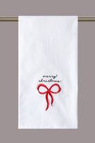 Merry Bow Embroidered Christmas Kitchen Towel, 16x25 inch, front view